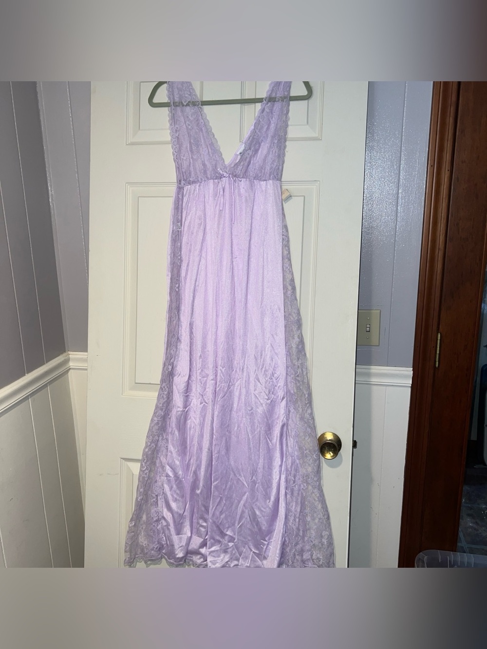 Bernette New York Nightgown NWT Vintage Purple Lace Nylon M